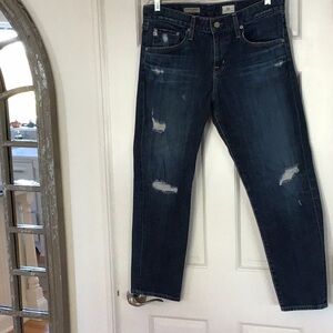 Distressed Blue Jeans, Adriano Goldschmied, The Ex-Boyfriend Slim, slouchy slim.